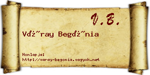 Váray Begónia névjegykártya
